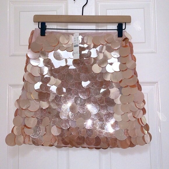 NWT J.Crew Collection Circle Sequin Mini Skirt in Peachy Pink - Picture 8 of 14